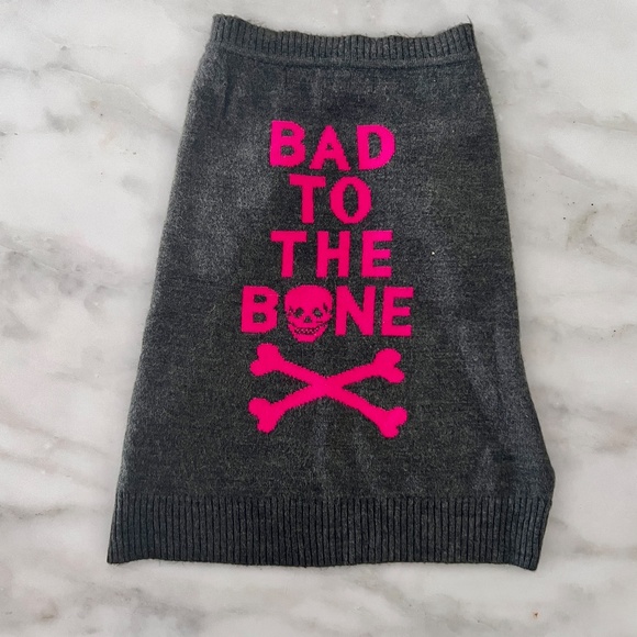 360Cashmere Bad to the Bone Dog Sweater - Pink & Charcoal, Medium - Picture 11 of 11